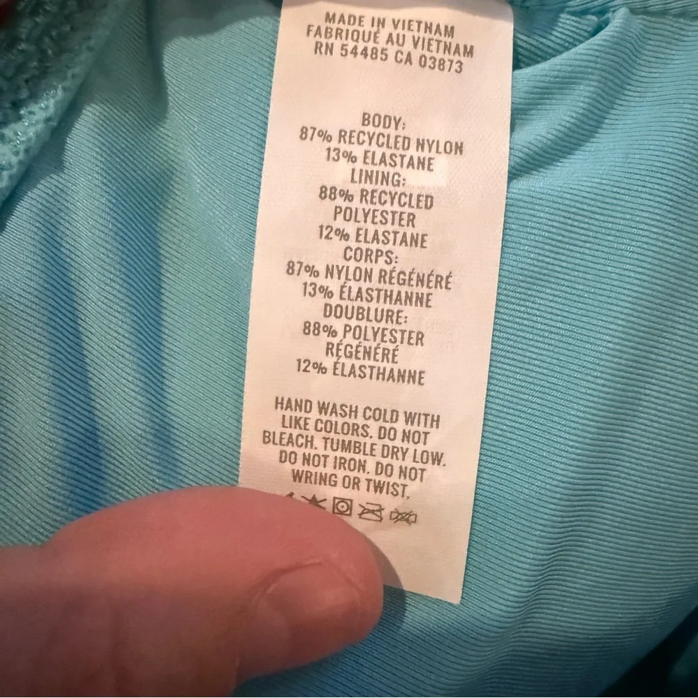 Aerie One‎ Shoulder Bikini Top Blue Women’s Size Medium Swim Textured Stretch